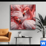 Wechselmotiv Kuschelnde Flamingos Quadrat Produktvorschau mit dem Bild Kuschelnde Flamingos im Format Quadrat.