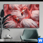 Wechselmotiv Kuschelnde Flamingos Querformat Produktvorschau mit dem Bild Kuschelnde Flamingos im Format Querformat.