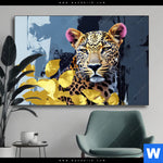 Wechselmotiv Leopard Eleganz Trifft Farbe Querformat Produktvorschau mit dem Bild Leopard - Eleganz trifft Farbe im Format Querformat.