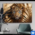 Wechselmotiv Leopard Im Goldenen Dschungel Querformat Produktvorschau mit dem Bild Leopard im goldenen Dschungel im Format Querformat.