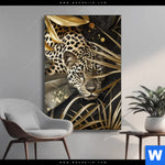 Wechselmotiv Leopard In Goldener Tarnung Hochformat Produktvorschau mit dem Bild Leopard in goldener Tarnung im Format Hochformat.