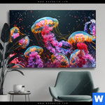 Wechselmotiv Leuchtende Quallen Unter Wasser Querformat Produktvorschau mit dem Bild Leuchtende Quallen unter Wasser im Format Querformat.