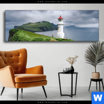 Wechselmotiv Leuchtturm Auf Insel Panorama Produktvorschau mit dem Bild Leuchtturm auf Insel im Format Panorama.