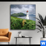 Wechselmotiv Leuchtturm Auf Insel Quadrat Produktvorschau mit dem Bild Leuchtturm auf Insel im Format Quadrat.