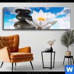 Wechselmotiv Lilie Zensteine Panorama Produktvorschau mit dem Bild Lilie & Zensteine im Format Panorama.