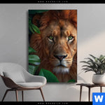 Wechselmotiv Loewe Im Gruenen Regenwald Hochformat Produktvorschau mit dem Bild Löwe im grünen Regenwald im Format Hochformat.