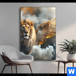 Wechselmotiv Loewe Mit Goldenen Fluegeln Hochformat Produktvorschau mit dem Bild Löwe mit goldenen Flügeln im Format Hochformat.