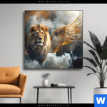 Wechselmotiv Loewe Mit Goldenen Fluegeln Quadrat Produktvorschau mit dem Bild Löwe mit goldenen Flügeln im Format Quadrat.