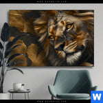 Wechselmotiv Loewenportrait Kraft Und Eleganz Querformat Produktvorschau mit dem Bild Löwenportrait: Kraft und Eleganz im Format Querformat.