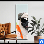 Wechselmotiv Lustiger Hund Mit Burger Schmal Produktvorschau mit dem Bild Lustiger Hund mit Burger im Format Schmal.