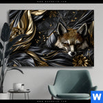 Wechselmotiv Luxurioeser Fuchs Mit Blumen Querformat Produktvorschau mit dem Bild Luxuriöser Fuchs mit Blumen im Format Querformat.