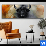 Wechselmotiv Maechtiger Bueffel Panorama Produktvorschau mit dem Bild Mächtiger Büffel im Format Panorama.