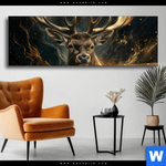 Wechselmotiv Magischer Hirsch Im Sternenlicht Panorama Produktvorschau mit dem Bild Magischer Hirsch im Sternenlicht im Format Panorama.