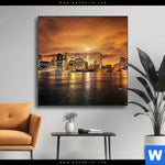 Wechselmotiv Manhatten Bei Sonnenuntergang Quadrat Produktvorschau mit dem Bild Manhatten bei Sonnenuntergang im Format Quadrat.
