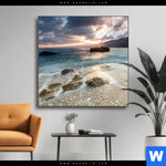 Wechselmotiv Meeresrauschen Bei Sonnenuntergang Quadrat Produktvorschau mit dem Bild Meeresrauschen bei Sonnenuntergang im Format Quadrat.