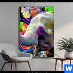 Wechselmotiv Moderner Bunter Elefant No 2 Hochformat Produktvorschau mit dem Bild Moderner bunter Elefant No. 2 im Format Hochformat.