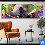 Wechselmotiv Moderner Bunter Elefant No 2 Panorama Produktvorschau mit dem Bild Moderner bunter Elefant No. 2 im Format Panorama.