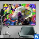 Wechselmotiv Moderner Bunter Elefant No 2 Querformat Produktvorschau mit dem Bild Moderner bunter Elefant No. 2 im Format Querformat.