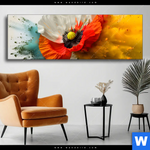 Wechselmotiv Mohnblume Im Farbnebel Panorama Produktvorschau mit dem Bild Mohnblume im Farbnebel im Format Panorama.