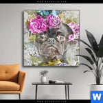 Wechselmotiv Mops Blumen Quadrat Produktvorschau mit dem Bild Mops & Blumen im Format Quadrat.
