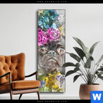 Wechselmotiv Mops Blumen Schmal Produktvorschau mit dem Bild Mops & Blumen im Format Schmal.