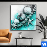 Wechselmotiv Muscheln Meereszauber In Tuerkis Quadrat Produktvorschau mit dem Bild Muscheln-Meereszauber in Türkis im Format Quadrat.