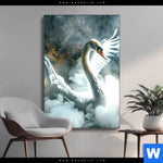 Wechselmotiv Mystischer Schwan Im Nebel Hochformat Produktvorschau mit dem Bild Mystischer Schwan im Nebel im Format Hochformat.