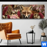 Wechselmotiv Naturbild Fuchs Und Blumen Panorama Produktvorschau mit dem Bild Naturbild Fuchs und Blumen im Format Panorama.