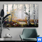 Wechselmotiv Naturidylle Birken Im Nebel Querformat Produktvorschau mit dem Bild Naturidylle - Birken im Nebel im Format Querformat.