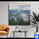 Wechselmotiv Nebel Im Wald Quadrat Produktvorschau mit dem Bild Nebel im Wald im Format Quadrat.