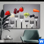Wechselmotiv Obst Gemuese Auf Gabeln Querformat Produktvorschau mit dem Bild Obst & Gemüse auf Gabeln im Format Querformat.