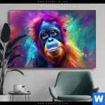 Wechselmotiv Orang Utan In Regenbogenfarben Querformat Produktvorschau mit dem Bild Orang-Utan in Regenbogenfarben im Format Querformat.