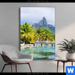 Wechselmotiv Palmen Berg Auf Insel Hochformat Produktvorschau mit dem Bild Palmen & Berg auf Insel im Format Hochformat.