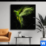 Wechselmotiv Papagei Gruene Farbexplosion Quadrat Produktvorschau mit dem Bild Papagei - grüne Farbexplosion im Format Quadrat.