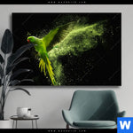 Wechselmotiv Papagei Gruene Farbexplosion Querformat Produktvorschau mit dem Bild Papagei - grüne Farbexplosion im Format Querformat.