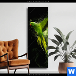 Wechselmotiv Papagei Gruene Farbexplosion Schmal Produktvorschau mit dem Bild Papagei - grüne Farbexplosion im Format Schmal.