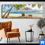 Wechselmotiv Paradies Unter Palmen Panorama Produktvorschau mit dem Bild Paradies unter Palmen im Format Panorama.