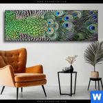 Wechselmotiv Pfaufedern Panorama Produktvorschau mit dem Bild Pfaufedern im Format Panorama.