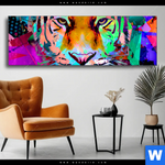Wechselmotiv Pop Art Tiger No 2 Panorama Produktvorschau mit dem Bild Pop Art Tiger No. 2 im Format Panorama.
