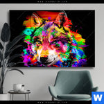 Wechselmotiv Pop Art Wolf Querformat Produktvorschau mit dem Bild Pop Art Wolf im Format Querformat.