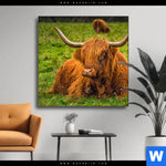 Wechselmotiv Rind In Den Schottischen Highlands Quadrat Produktvorschau mit dem Bild Rind in den schottischen Highlands im Format Quadrat.