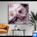 Wechselmotiv Romantische Pfingstrosen Quadrat Produktvorschau mit dem Bild Romantische Pfingstrosen im Format Quadrat.