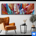 Wechselmotiv Rote Und Smaragdgruene Blaetter Panorama Produktvorschau mit dem Bild Rote und smaragdgrüne Blätter im Format Panorama.