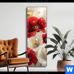 Wechselmotiv Rote Und Weisse Mohnblumen Schmal Produktvorschau mit dem Bild Rote und weiße Mohnblumen im Format Schmal.