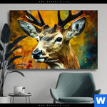 Wechselmotiv Rothirsch Im Herbstwald Querformat Produktvorschau mit dem Bild Rothirsch im Herbstwald im Format Querformat.