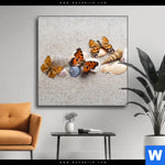 Wechselmotiv Schmetterlinge Muscheln Im Sand Quadrat Produktvorschau mit dem Bild Schmetterlinge & Muscheln im Sand im Format Quadrat.