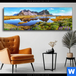 Wechselmotiv Schoener Tag In Island Panorama Produktvorschau mit dem Bild Schöner Tag in Island im Format Panorama.