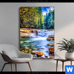 Wechselmotiv Schoener Wasserfall Im Wald Hochformat Produktvorschau mit dem Bild Schöner Wasserfall im Wald im Format Hochformat.