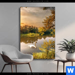Wechselmotiv Schwan Im Teich Hochformat Produktvorschau mit dem Bild Schwan im Teich im Format Hochformat.