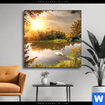 Wechselmotiv Schwan Im Teich Quadrat Produktvorschau mit dem Bild Schwan im Teich im Format Quadrat.